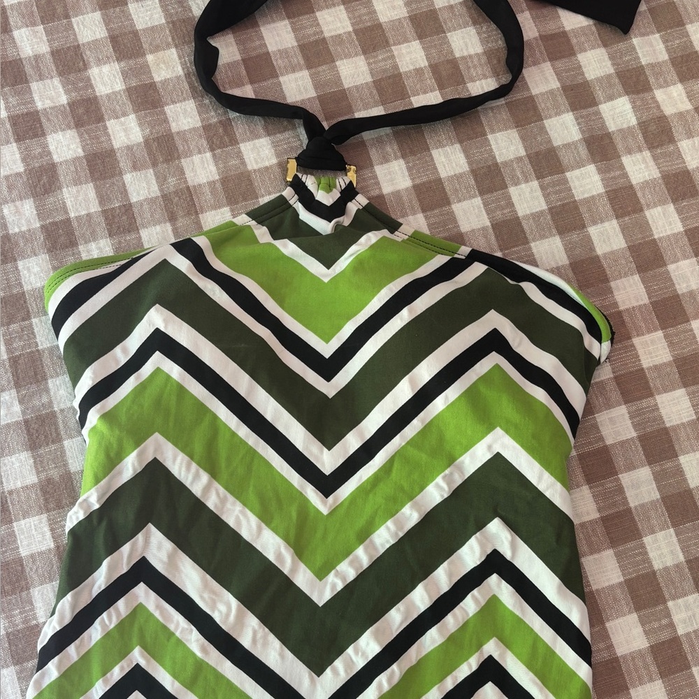 La Blanca Green and Black Chevron Swimsuit